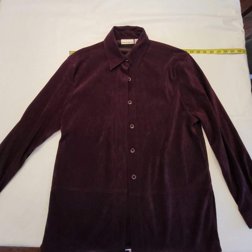 Croft Borrow Womens Top Long Sleeve Button Down deep purple Size S